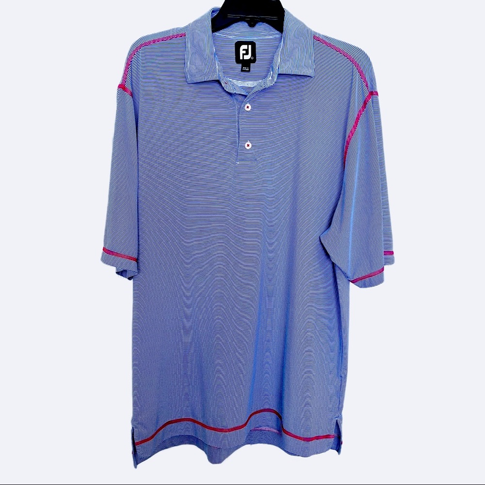 Foot Joy Polo Blue/White Striped Size Large